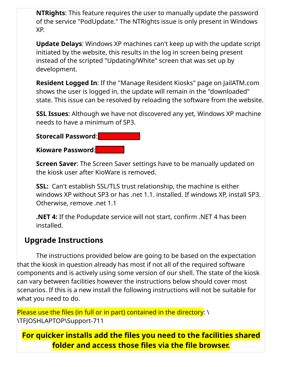 document with passwords censored